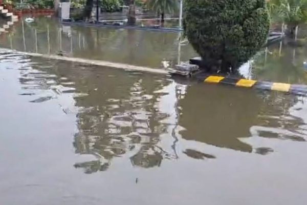 काठमाडौंको प्रदर्शनीमार्गस्थित राष्ट्रिय सभागृह डुबानमा