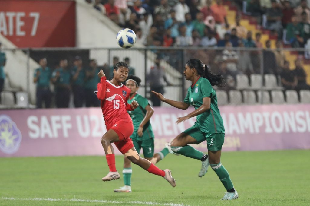 सागोरिकाको चार गोलले नेपाल पराजित, साफ यू-२० महिला च्याम्पियनसिप